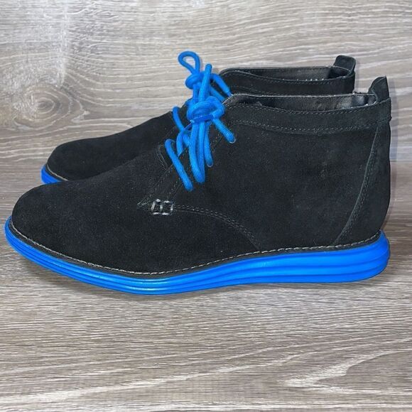 Skechers Groove Lite-Chummy Blue Black Suede Womens Size 8 Ankle Booties SN48207 - Picture 3 of 10